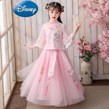 迪士尼小孩子的女童古风汉服襦裙超仙宝宝连衣裙中国风唐装童装儿童
