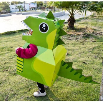 恐龙纸箱可穿戴diy纸箱过家家幼儿园亲子互动儿童玩具黄色鲨鱼款6272