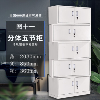 家用储物柜子文件柜不锈钢铁皮柜木质文件柜办公室图八分体五节柜10mm