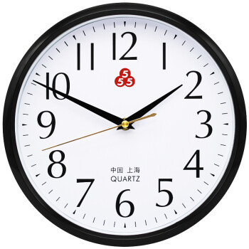 上海三五牌555石英钟电子挂钟客厅家用时尚简约小时钟表静音卧室黑色