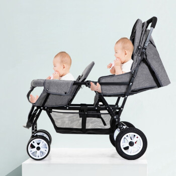 liuncy双胞胎婴儿推车 前后坐双人可坐躺轻便折叠