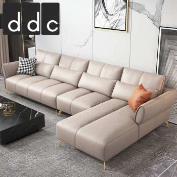 ddc意式极简轻奢皮艺沙发组合大小户型转角北欧简约实木乳胶科技太空