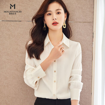 摩纳什丹衬衫女22年长袖纯色女装上衣时尚高端职业通勤女士衬衣sy8102