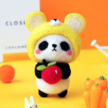 panda熊猫羊毛毡戳戳乐手工制作diy减压材料包手作情侣礼物panda小老