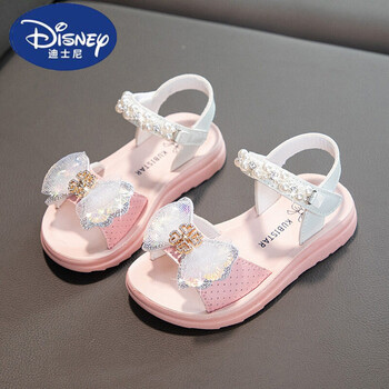 迪士尼disney女童凉鞋2022年夏季新款女孩公主鞋软底珍珠儿童中大童网