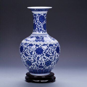 景德镇陶瓷器青花瓷禅意花瓶中式复古花瓶插花器办公室