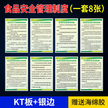 食品安全管理制度牌套装食品从业人员健康管理生产人员培训管理应急