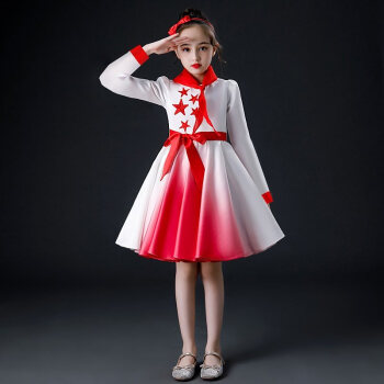 服童心向党儿童节合唱服诗歌朗诵红领巾大合唱团演出服表演服装刘潮布