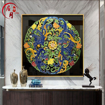 居月梦掐丝珐琅彩装饰画新中式客厅挂画玄关过道餐厅轻奢壁画手工吉祥