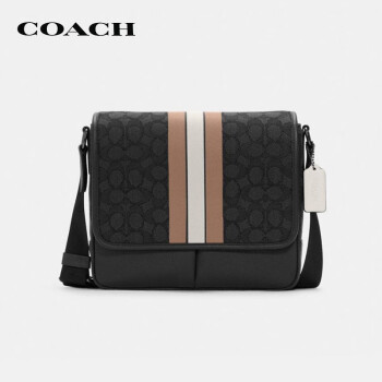 蔻驰coach奢侈品男士单肩斜挎包小方包黑色c6583 qbt14