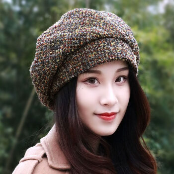 【优选】冬帽子女士韩版贝雷帽韩版潮女时尚英伦八角帽画家帽中青年帽