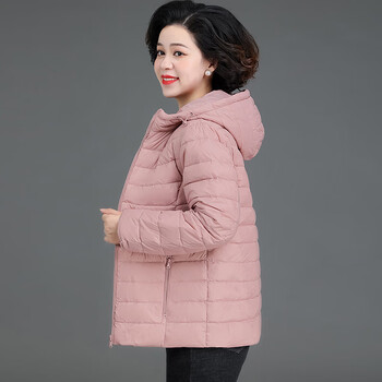 珂源羊中老年女装轻薄羽绒服短款中年妈妈冬装 粉色 xl