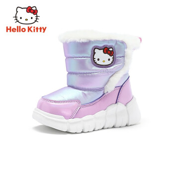 hellokitty 童鞋女童雪地靴冬季防滑保暖大棉靴子儿童加绒棉靴k155a