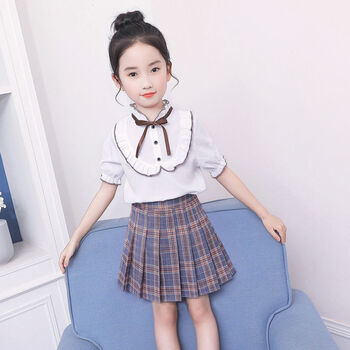 特价小女孩小朋友衣服女童jk校服套装学院格子百褶裙儿童半身裙短裙