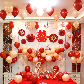 家装软饰>节庆饰品>世绣(shixiu)>世绣2021新婚房布置女方气球装饰
