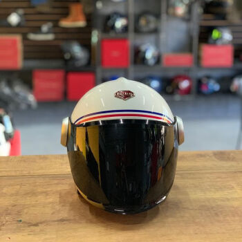 ruby摩托车碳纤维头盔3/4揭面盔哈雷复古机车骑行安全盔夏盔 共和国