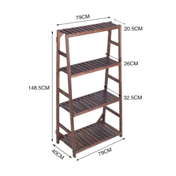 简约现代防腐木植物架地面室内花架实木多层组装客厅木头花架子 四层