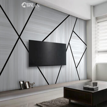 北欧电视背景墙灰色线条现代简约大气5d几何图案客厅壁纸墙布壁画木纹