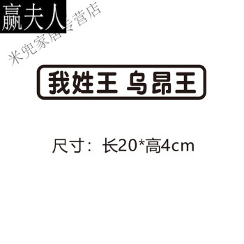 汽车车身改装车贴车尾创意搞笑百家姓氏拼音文字贴纸网红贴 我姓王_乌