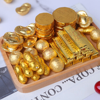 黑克金币巧克力金元宝金条散装蛋糕生日喜糖装饰年货代可可脂金色随机