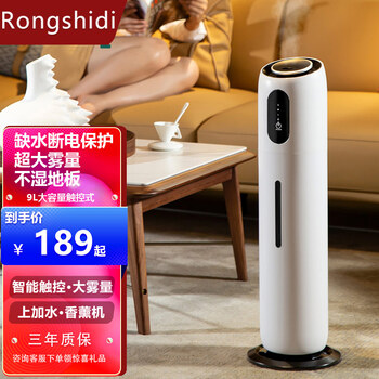 Rongshidi空气加湿器家用大容量落地式卧室办公室香薰机喷雾器补水增湿大雾量除菌婴儿适用加湿器 触摸基础款【9L立式空气加湿器】