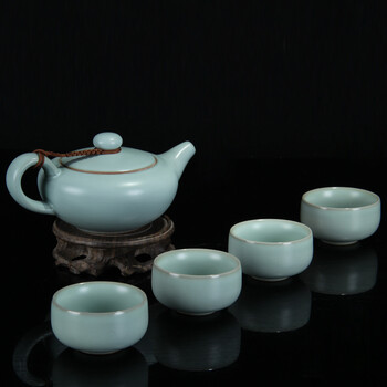 
                                                            申道正品台湾汝窑茶具套装整套功夫茶具陶瓷汝瓷茶具套装/禅心5头 禅心5头天青色                