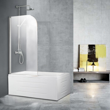 莱博顿折叠浴缸屏风卫生间一字形隔断折叠钢化玻璃 浴室淋浴洗澡 NF6211单片活动屏风 1000宽*1350高（右方向）