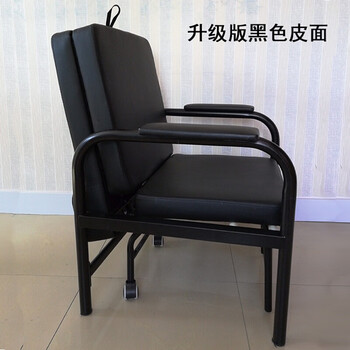 办公室午休折叠躺椅医院陪护床椅家用单人午睡椅加厚 休息椅 黑色皮面