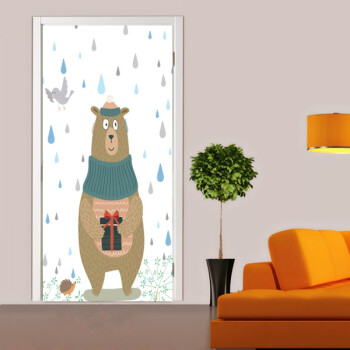 门上贴的壁纸自粘木门创意卧室房间卡通可移除玻璃温馨装饰墙贴画 深