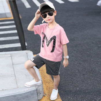 男生男孩童装男童夏装2019新款套装儿童夏季中大童洋气短袖两件套帅气
