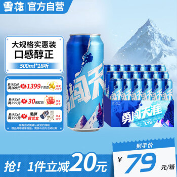 雪花啤酒（Snowbeer） 勇闯天涯 500ml*18听 整箱装 经典实惠装