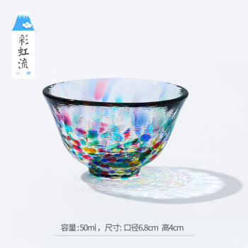 日本进口aderia石冢硝子杯津轻玻璃杯清酒杯日式手工玻璃杯茶杯彩虹流