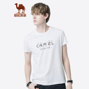 骆驼（CAMEL）男装 t恤男夏季短袖潮流男装休闲衣服圆领体恤打底衫 X9B355214白色 L