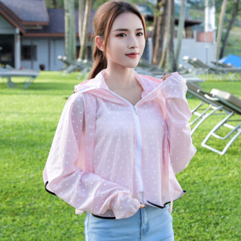 BANDALY 2020夏季韩版女装短外套防晒衣披肩女士海滩骑车樱桃图案 HCTX881930 浅粉色 均码