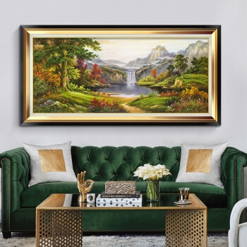 欧式客厅装饰画沙发背景墙山水画挂画招财风水靠山墙画大幅油画 g-聚