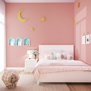 粉色墙纸ins风网红少女心公主粉温馨儿童房女孩卧室客厅壁纸粉红色