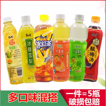 康师傅果汁茶饮品500ml*5瓶水蜜桃鲜果橙冰糖雪梨冰红茶蜜茶饮料包邮