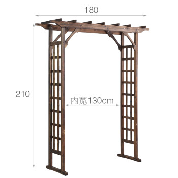 防腐木拱门花架爬藤架月季花园网格拱形简易葡萄架子直格子拱门不含桶
