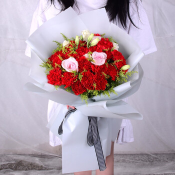 北京上海广州全国同城花店送花 33朵红康乃馨鲜花 非节日鲜花价格