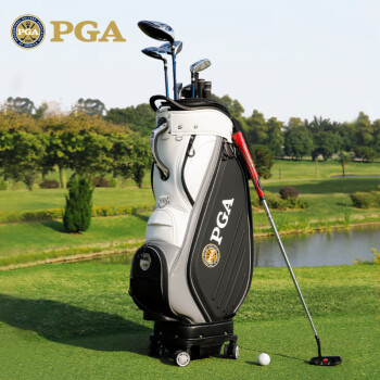 PGA 万向四轮 高尔夫球包 多功能伸缩球包 可航空托运 双球包帽 401015-黑白灰