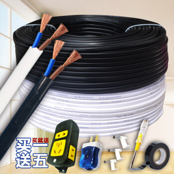 浴霸线控制线室外电线电缆1.5 2.5平方监控电源线2二芯护套线防水花线黑色软线 95米白色 1.5平方1000W送插座
