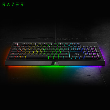 雷蛇 Razer 萨诺狼蛛幻彩专业版键盘有线键盘游戏键盘办公键盘薄膜键盘104键rgb 电竞黑色