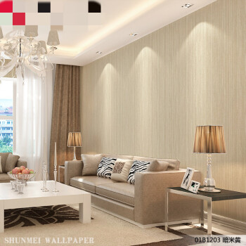 米色条纹墙布素色壁纸竖纹现代简约卧室墙纸客厅加厚米色灰色背景墙