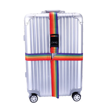尚官 旅行捆绑带行李带捆绑固定带捆箱带十字打包带密码锁行李牌加固捆箱带 彩虹色十字型