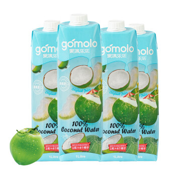果满乐乐（gomolo）泰国进口100%椰子水NFC含电解质果汁饮料 1升*4瓶