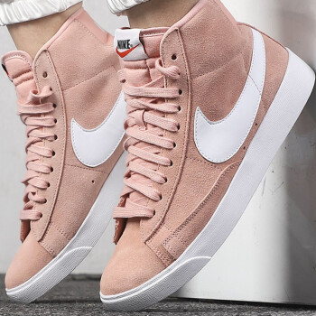 耐克（NIKE）新款男女鞋 Blazer Mid 麂皮 男子女子高帮开拓者运动休闲鞋板鞋 AV9376-602复古时尚粉色 35.5