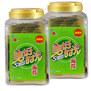 5折 美好时光原味海苔 即食紫菜海苔 罐装75g*2罐儿童紫菜零食海苔 两