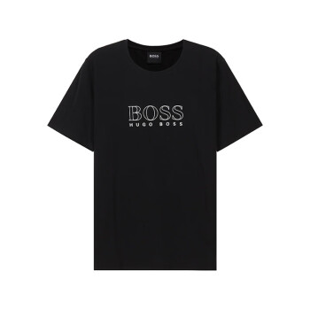 hugo boss雨果博斯 男士黑色logo图案棉质圆领短袖t恤 50463515 001