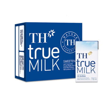 越南进口th true milk原味小甜牛奶110ml*24盒 整箱礼盒网红进口儿童