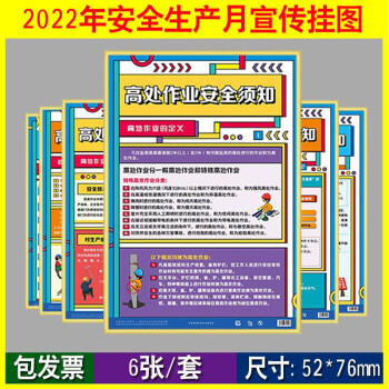 高处作业安全须知宣教挂图 6张/套2022安全月宣传海报za